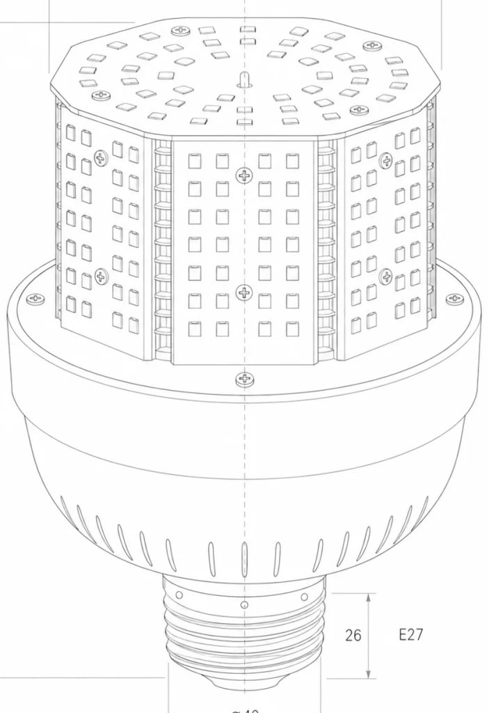 Multi-Voltage 50W LED Corn Lights for Retrofit Projects Specifications
