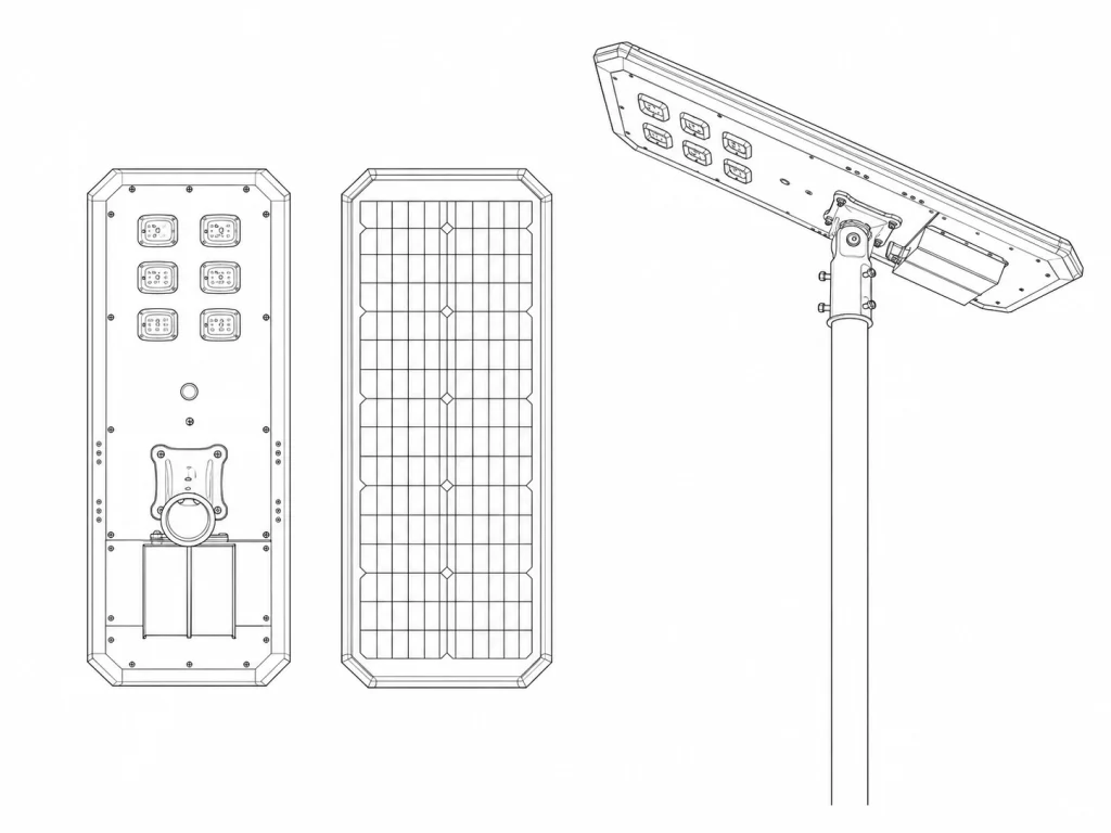 Post Top Hub LED All-in-One Solar Street Light Specifications
